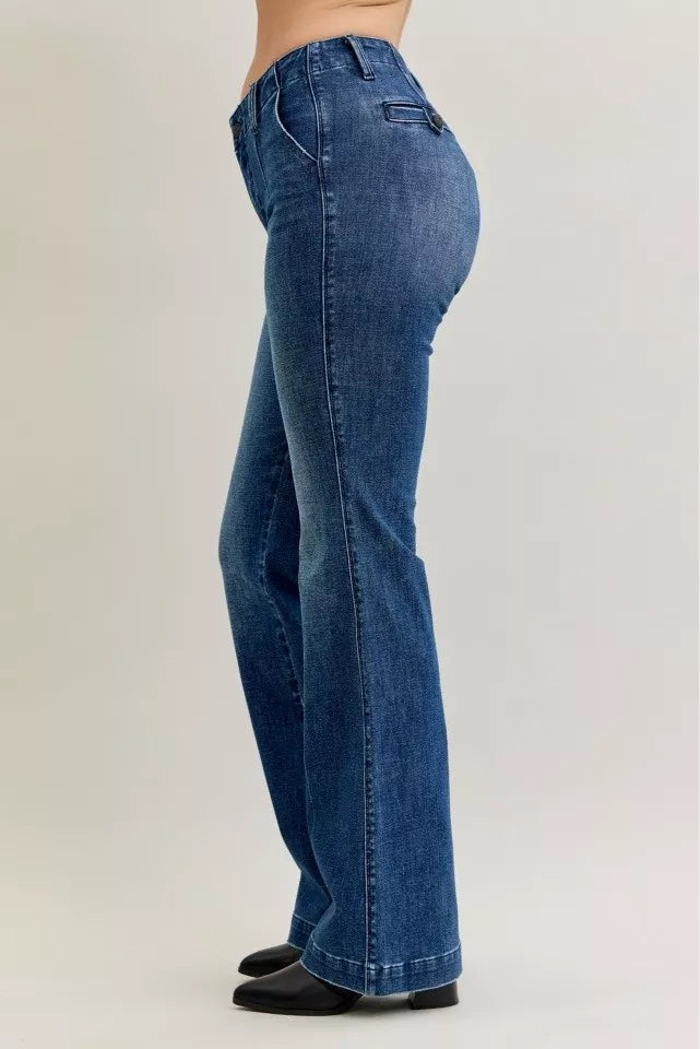 Judy Blue Dark Wash Mid Rise Bootcut Jeans with Welt Pockets
