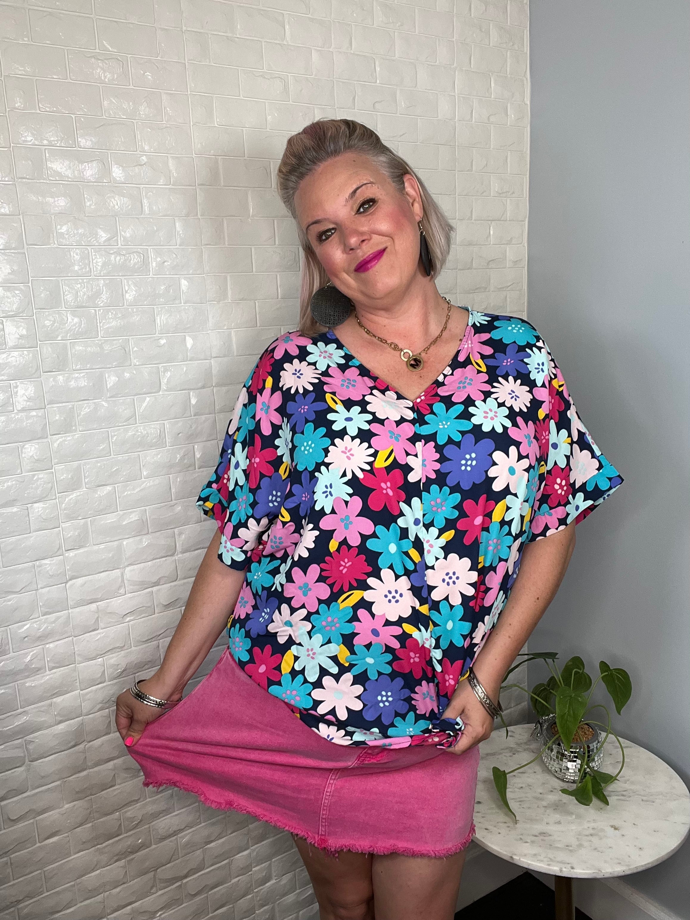 Zenana Acid Washed Pink Denim Skirt Skirts