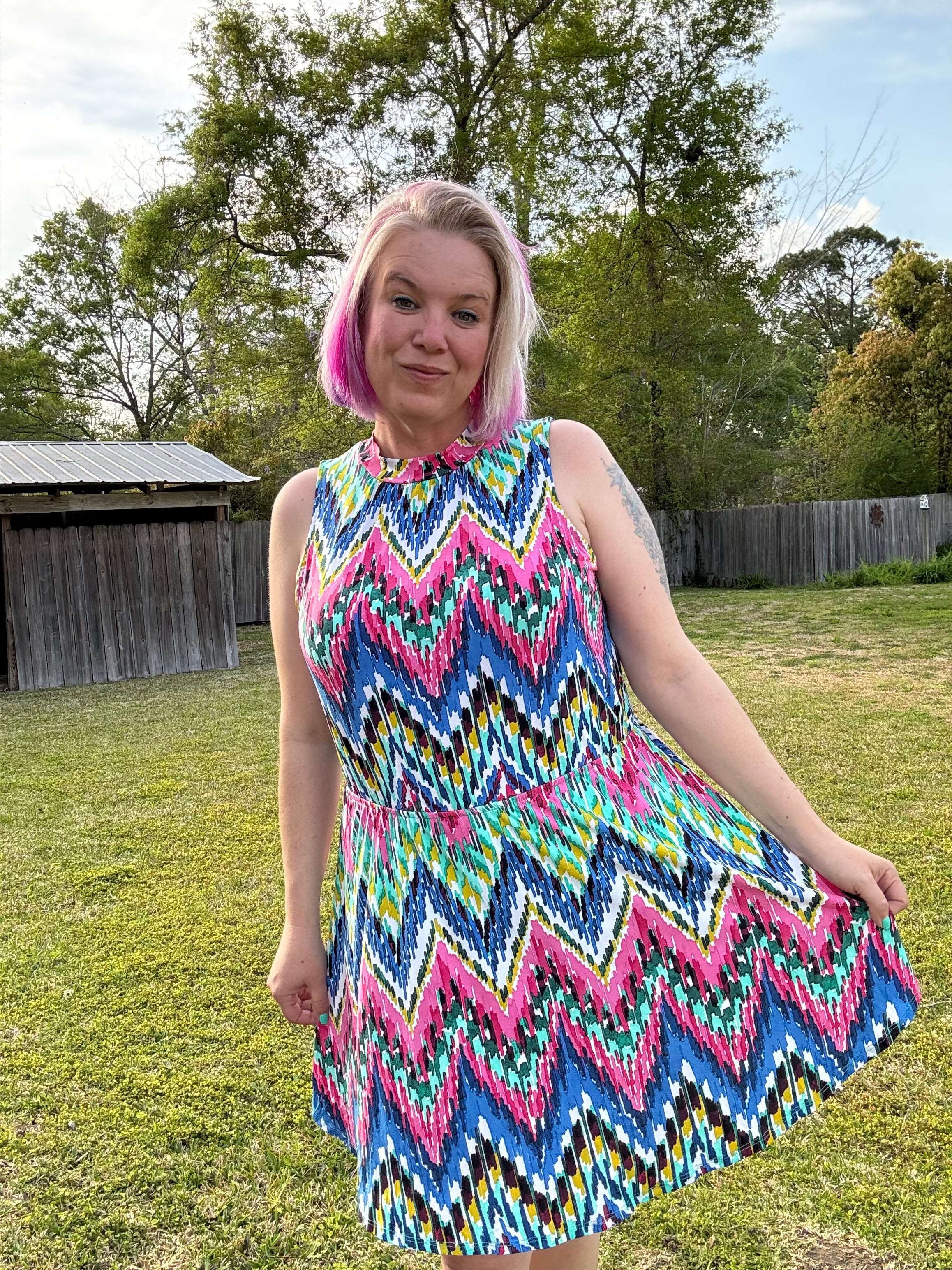 White Birch Chevy to the Levy Chevron Dress Dresses