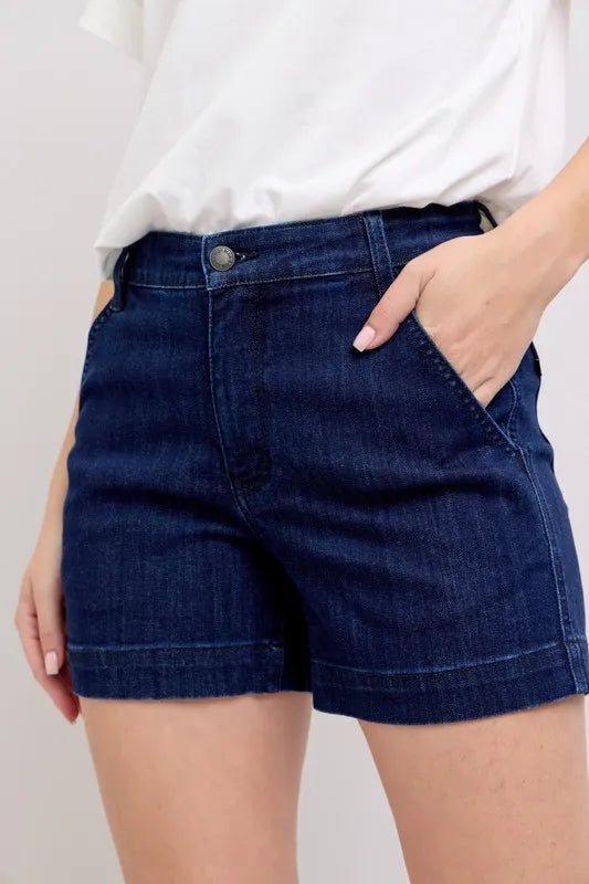 Judy Blue Dark Washed High Waist Denim Shorts