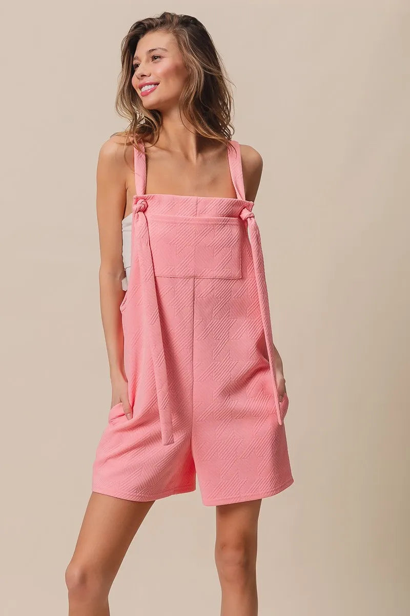 BiBi Blush Pink Texured Jacquard Romper with Side Pockets