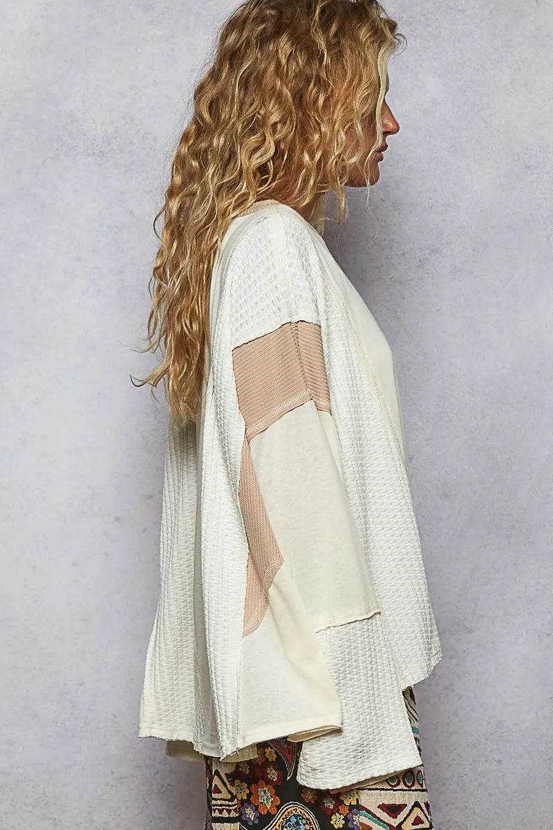 POL Contrast Round Neck Long Sleeve T-Shirt