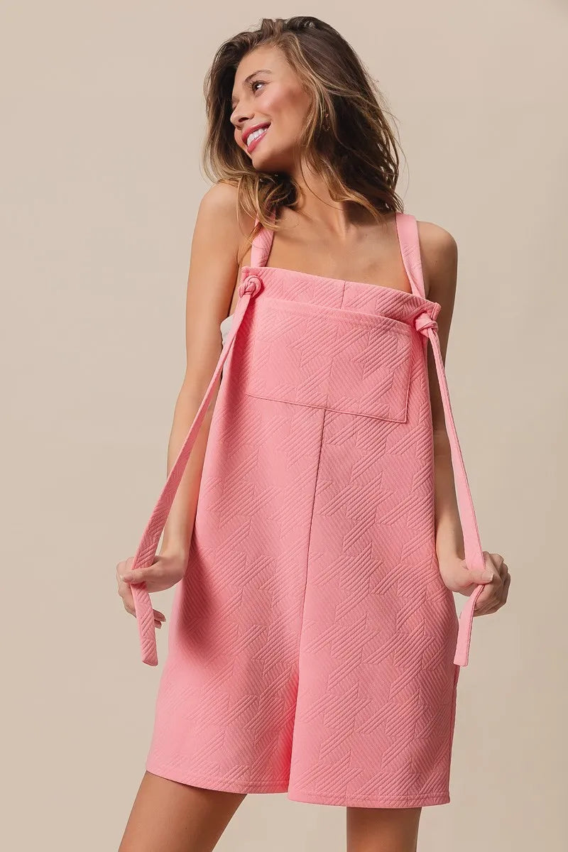 BiBi Blush Pink Texured Jacquard Romper with Side Pockets