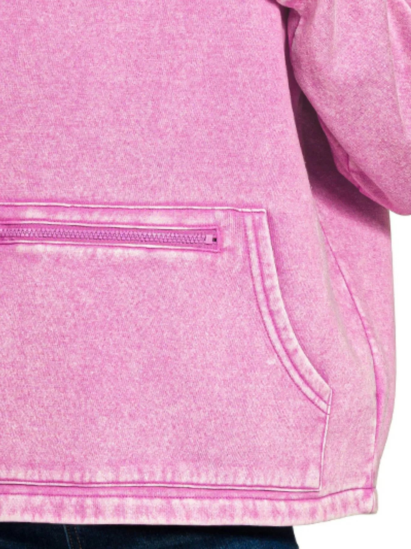 Zenana Mauve Fleece Washed High Neck Kangaroo Pocket Sweatshirt