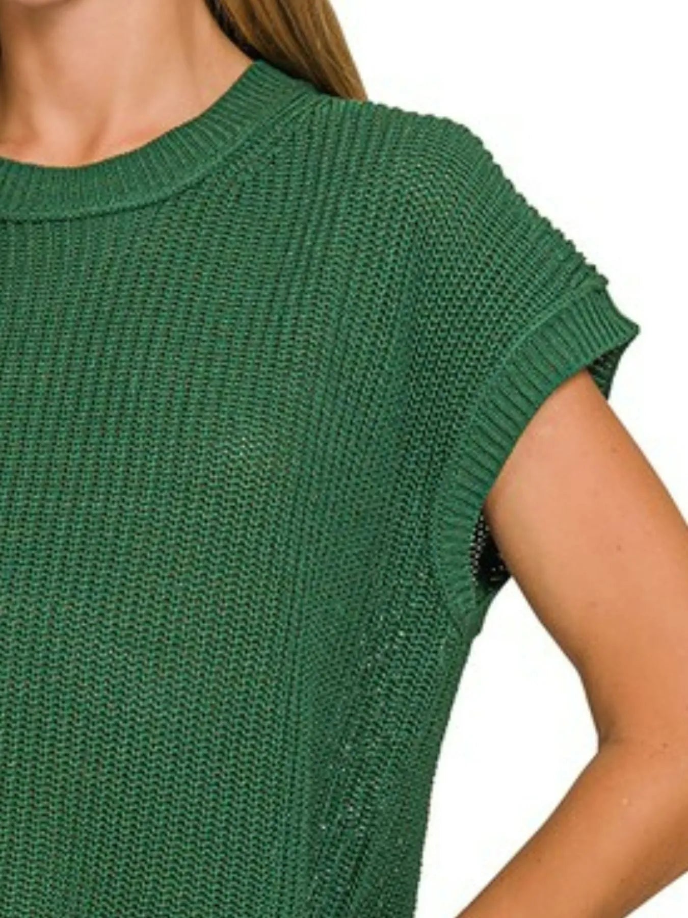 Zenana Dark Green Oversized Crew Neck Sweater