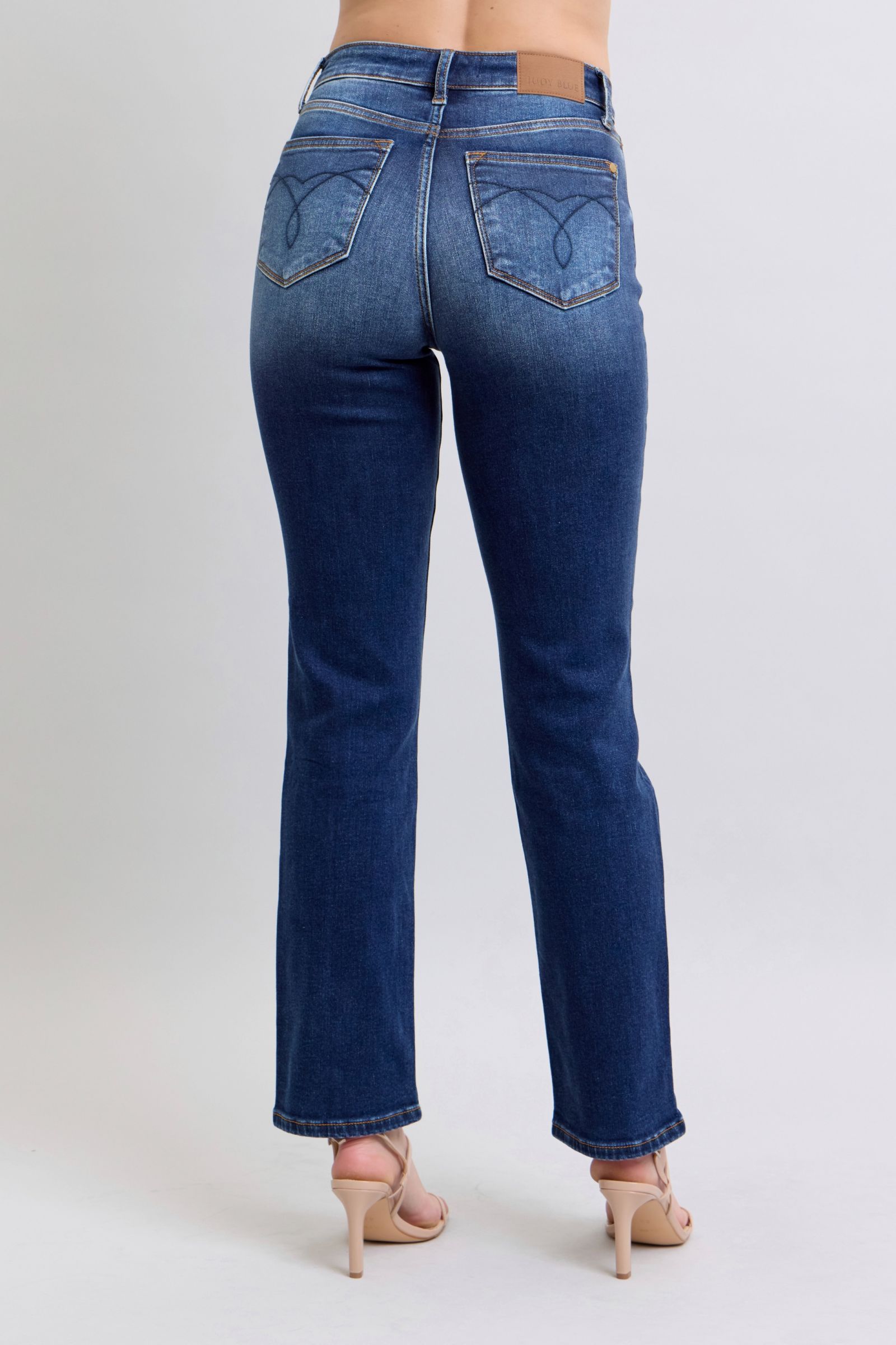 Judy Blue Vintage Dark Washed Straight Leg Thermal Jeans with Pockets Jeans