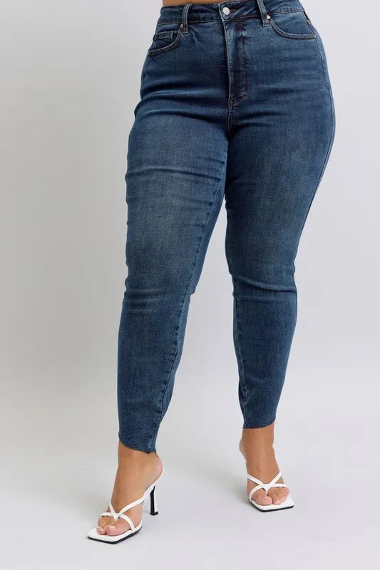 Judy Blue High Waist Tummy Control Step Hem Skinny Jeans