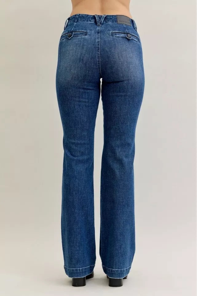 Judy Blue Dark Wash Mid Rise Bootcut Jeans with Welt Pockets