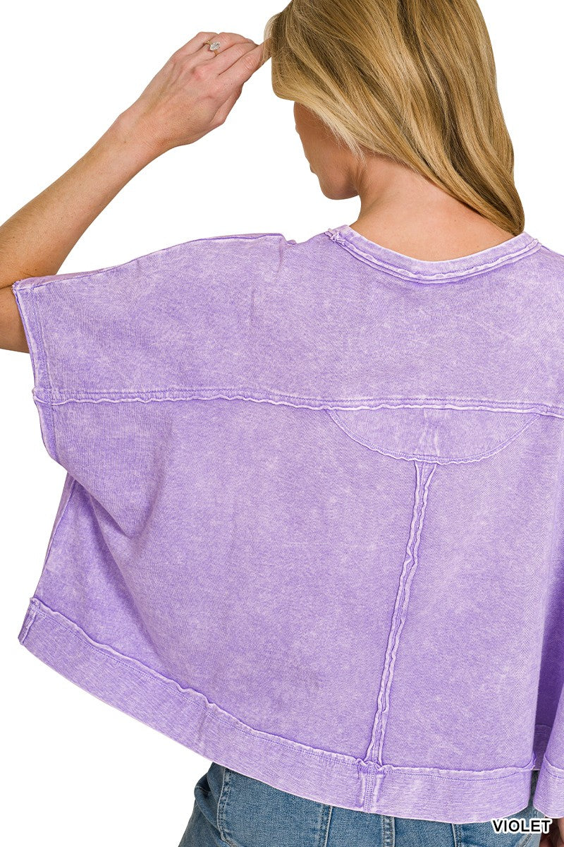 Zenana Violet Halo Washed Oversized Top