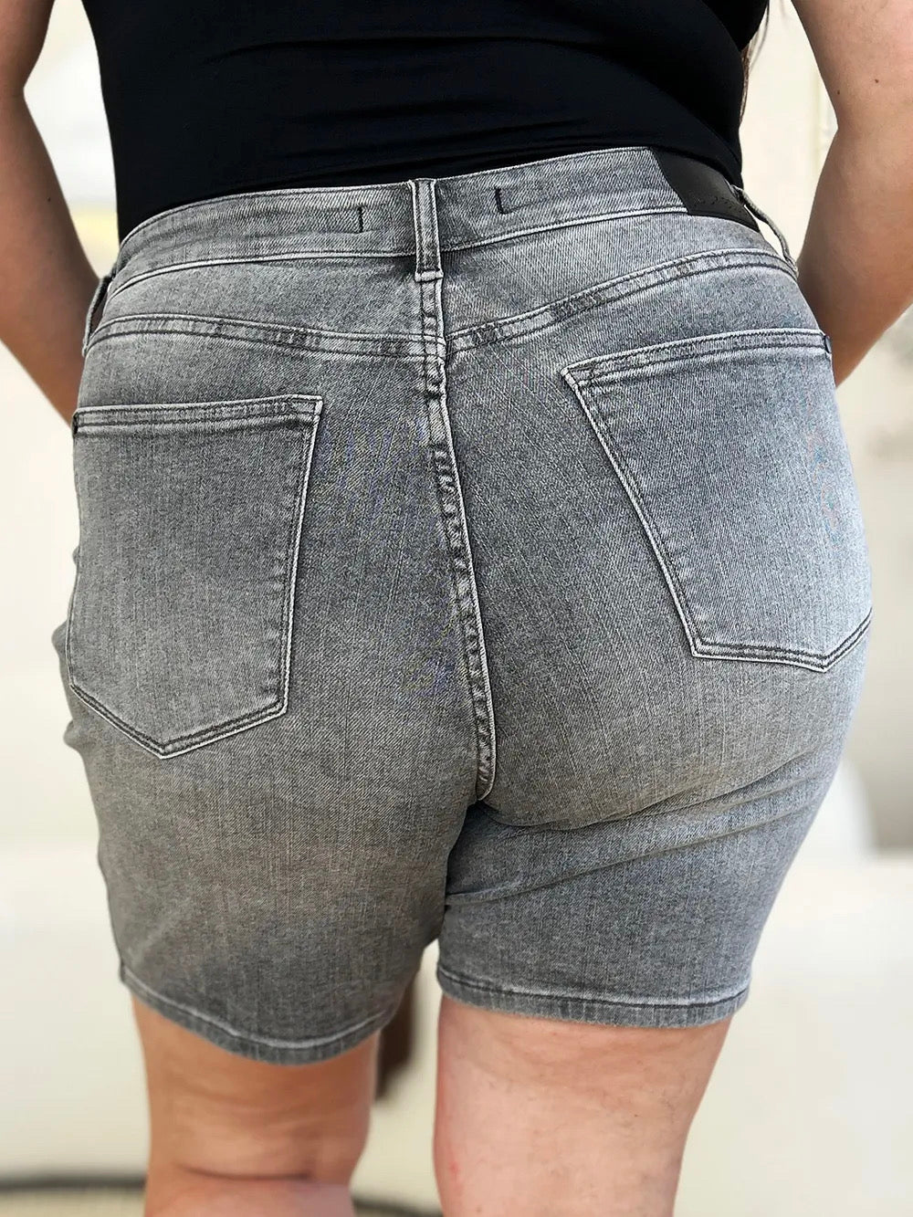 Judy Blue Grey High Waist Washed Denim Shorts