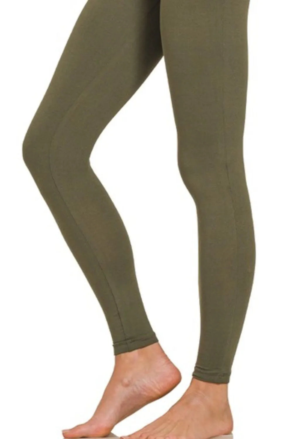 Zenana Dark Olive Premium Microfiber Wide Waistband Leggings