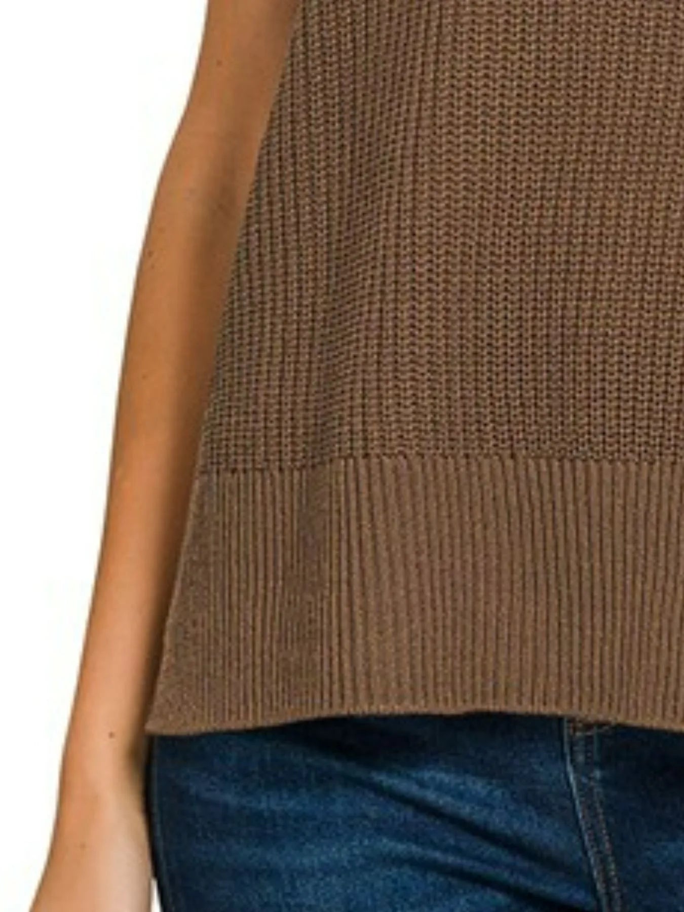 Zenana Brown Oversized Crew Neck Sweater