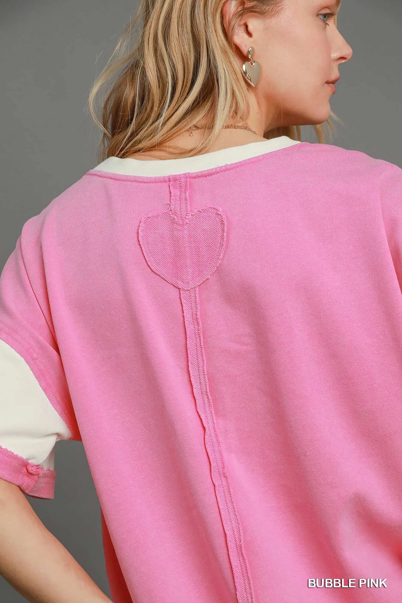 Umgee Bubble Gum Pink Mineral Wash ColorBlock Tunic Dress