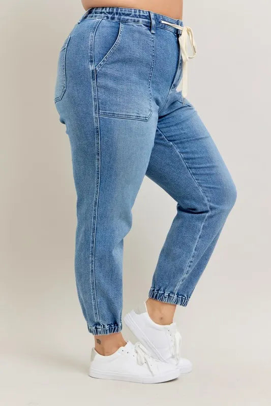 Judy Blue Medium Washed High Waist Denim Jogger