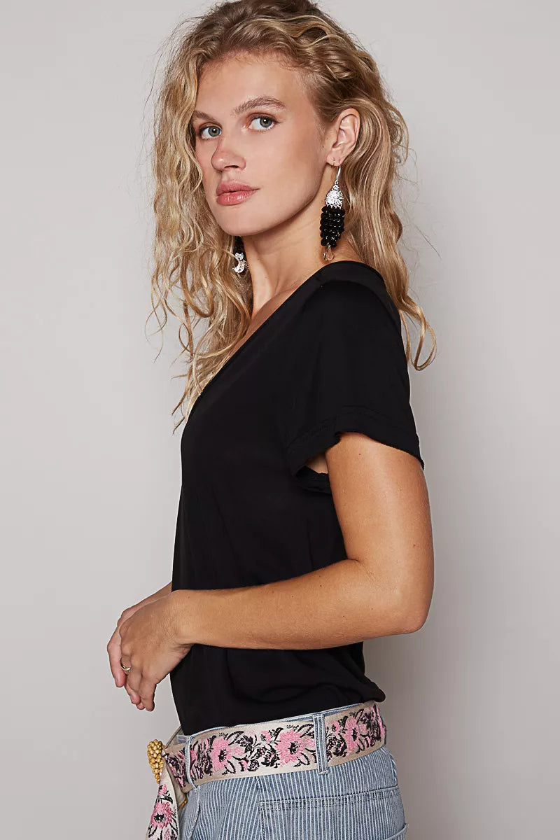 POL Basic V-Neck Short Sleeve T-Shirt