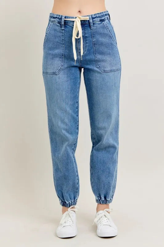 Judy Blue Medium Washed High Waist Denim Jogger MD