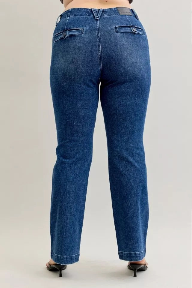 Judy Blue Dark Wash Mid Rise Bootcut Jeans with Welt Pockets
