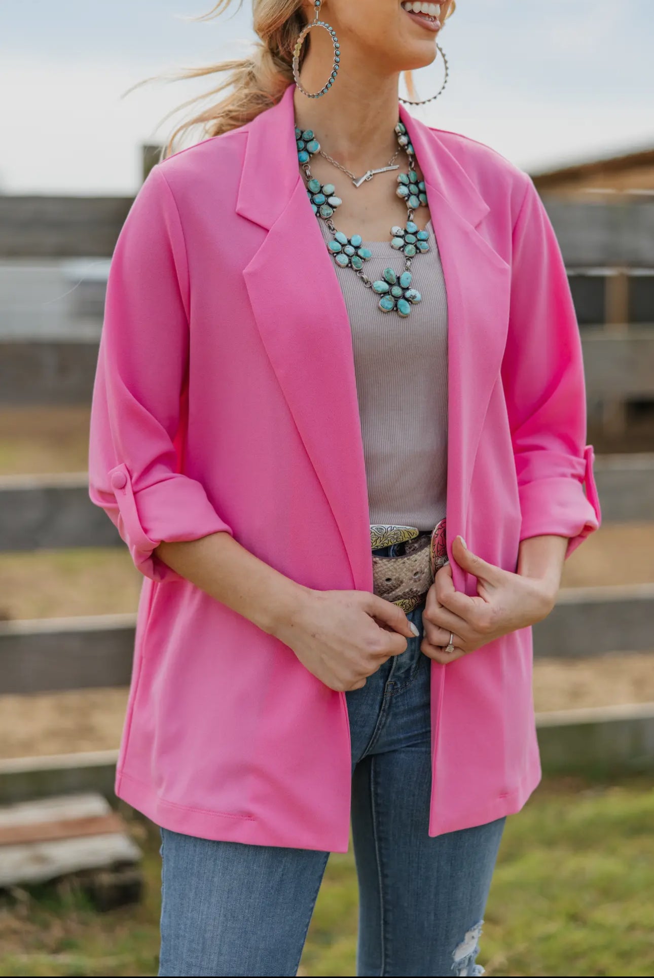 Andree by Unit I'm Really That Gal Open Front Blazer in Orchid Glow Womens