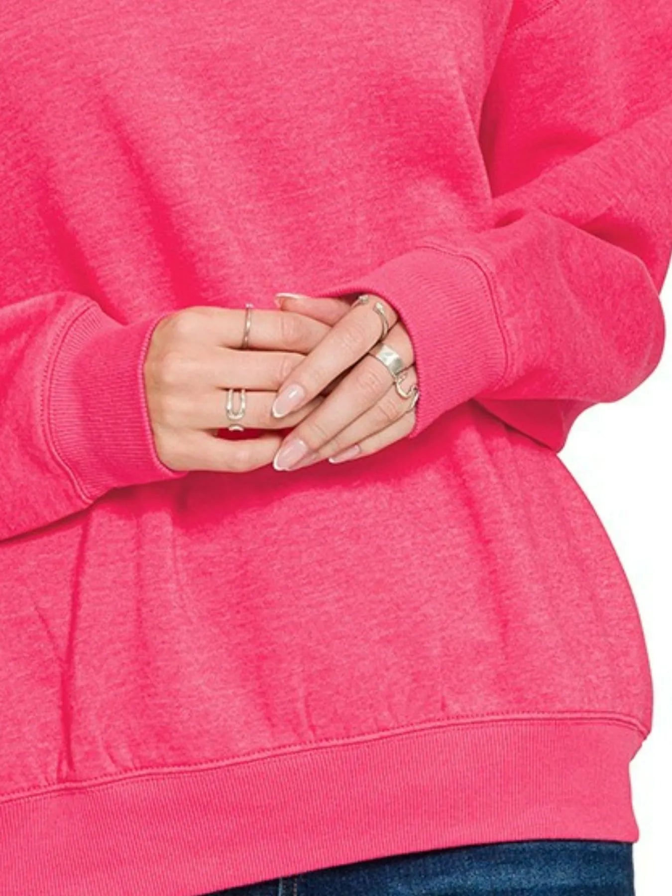 Zenana Fleece Crewneck Long Sleeve Sweatshirt