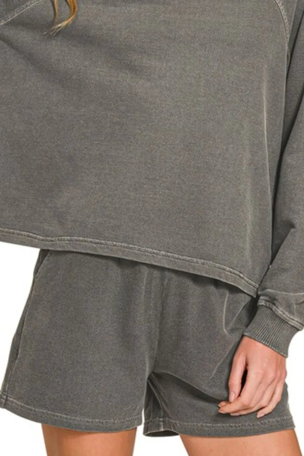 Zenana Black French Terry Pigment Dye & Enzyme Wash 2 Pcs Set