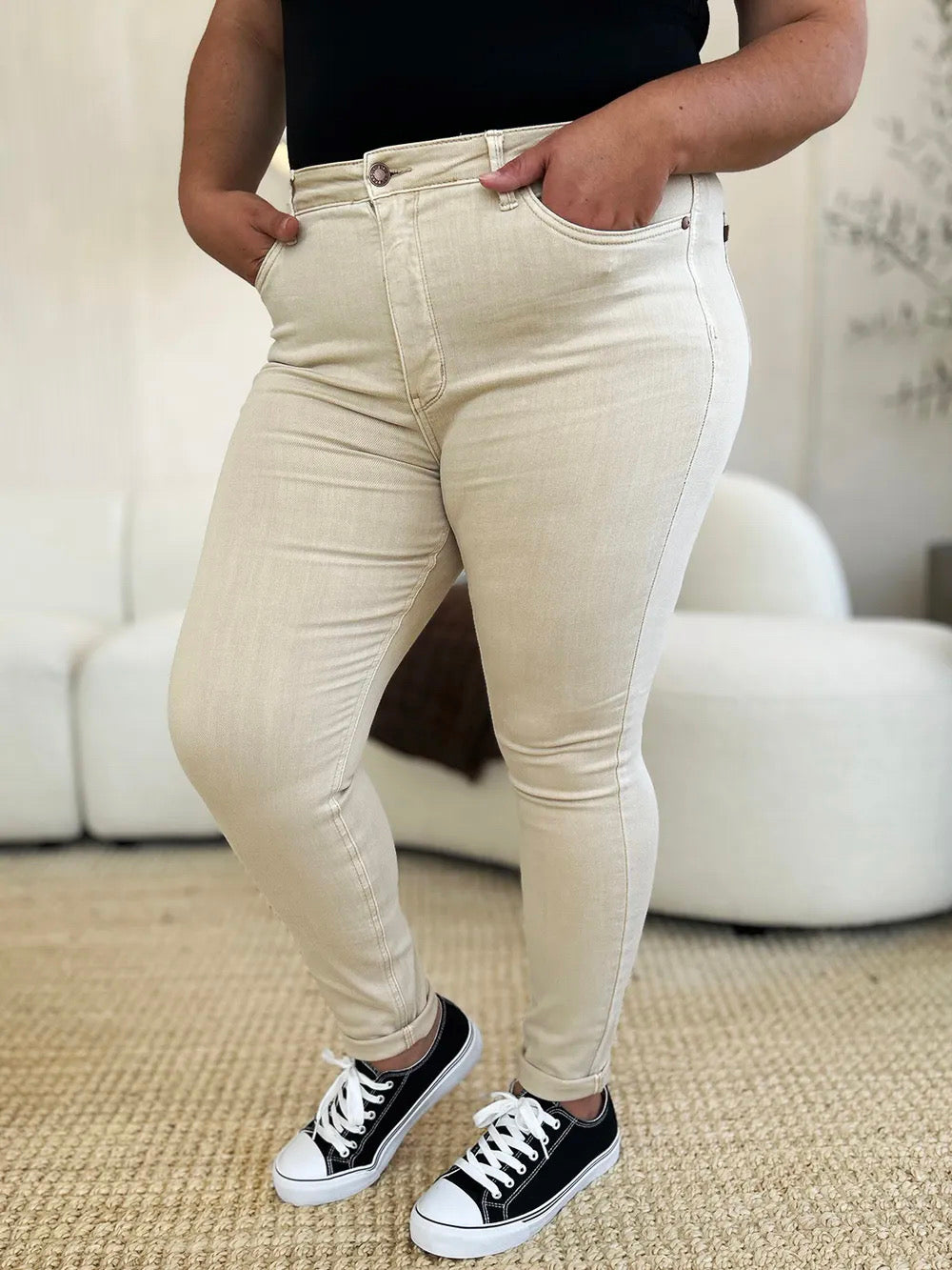 Judy Blue Bone Garment Dyed Tummy Control Skinny Jeans