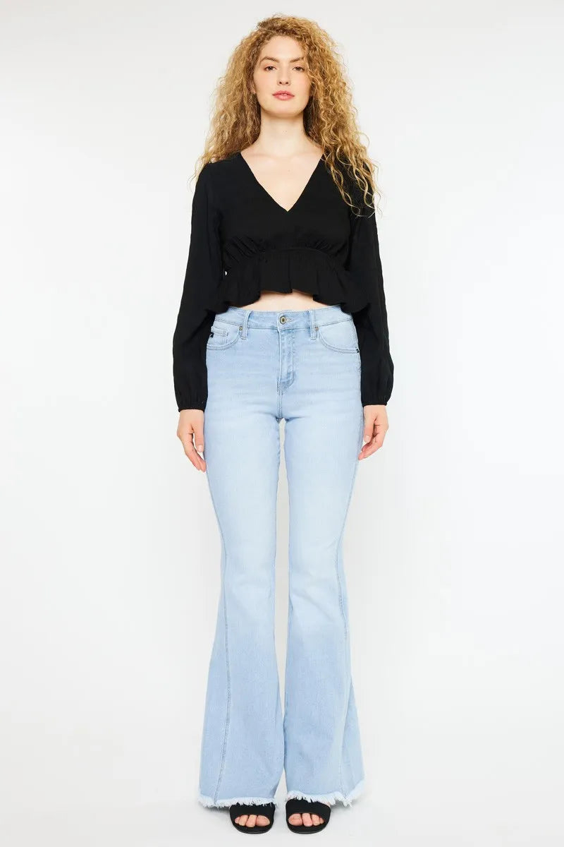 Kancan High Rise Curvy Flare Jeans LIGHT