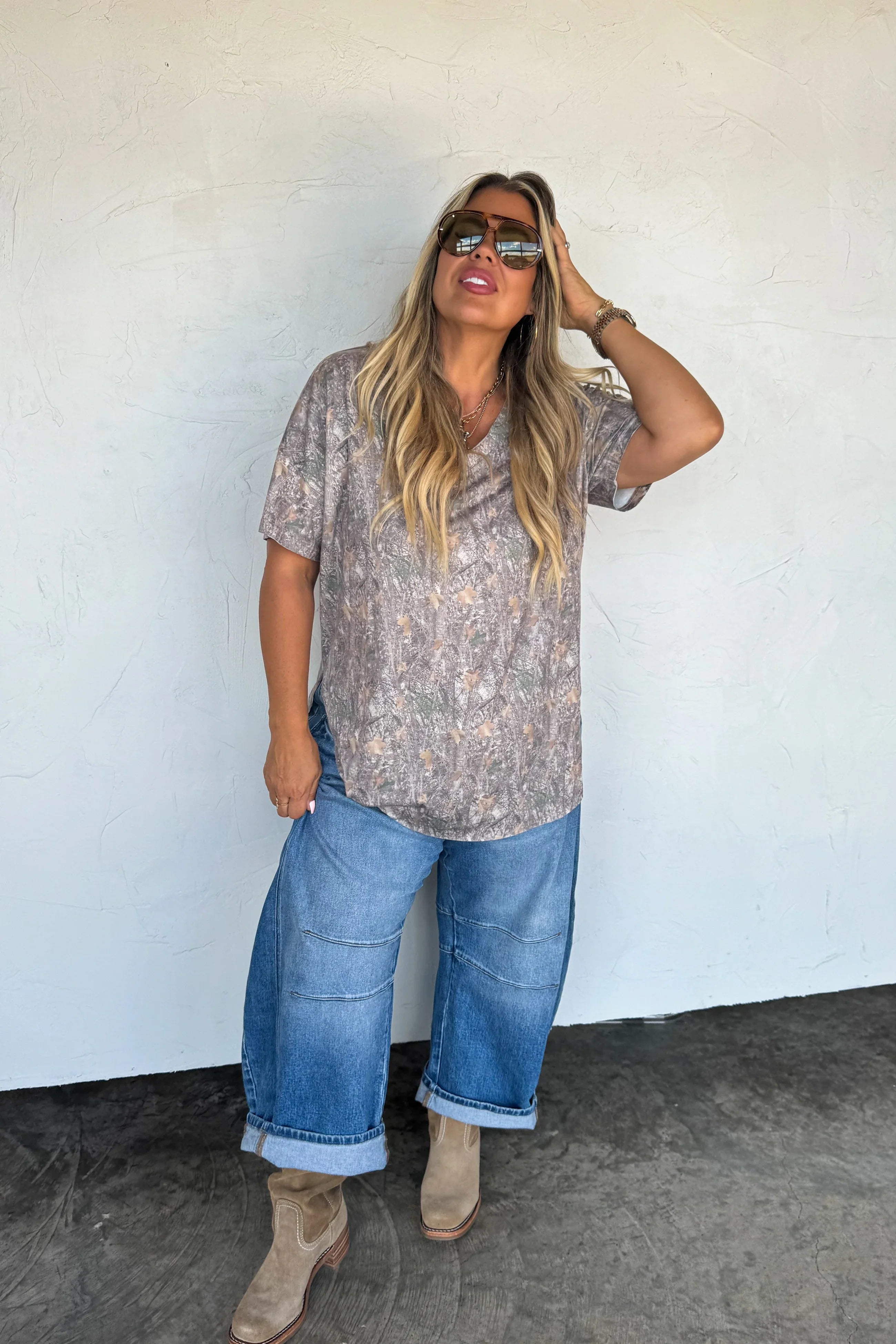 PREORDER: Blakeley Joey V-Neck Washed Cotton Boyfriend Tee Womens