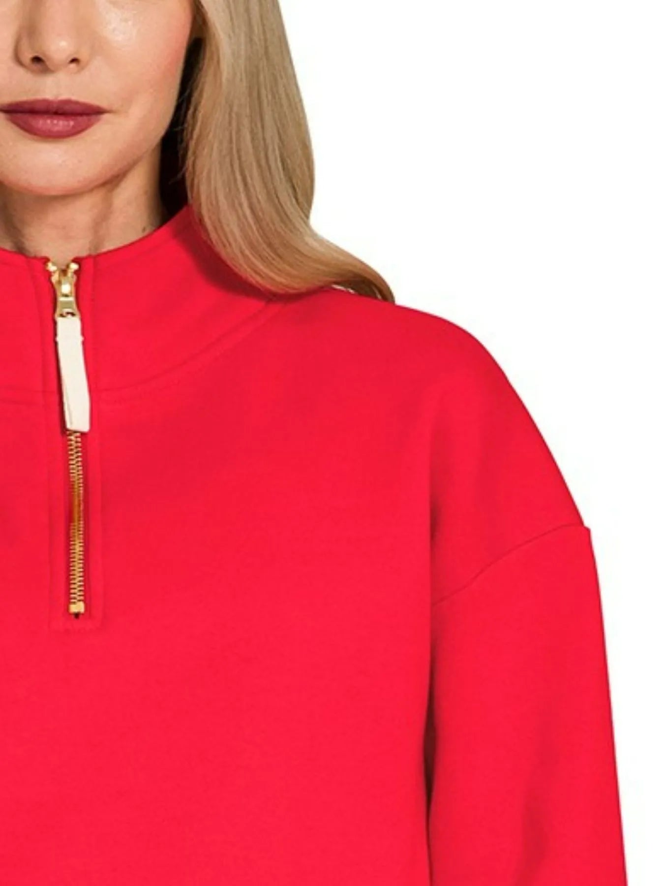 Zenana Ruby Fleece Half Zip Sweatshirt