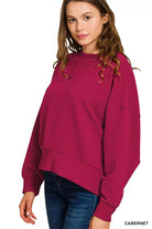 Zenana Cabernet Ribbed Round Neck Pullover and Drawstring Pants Set