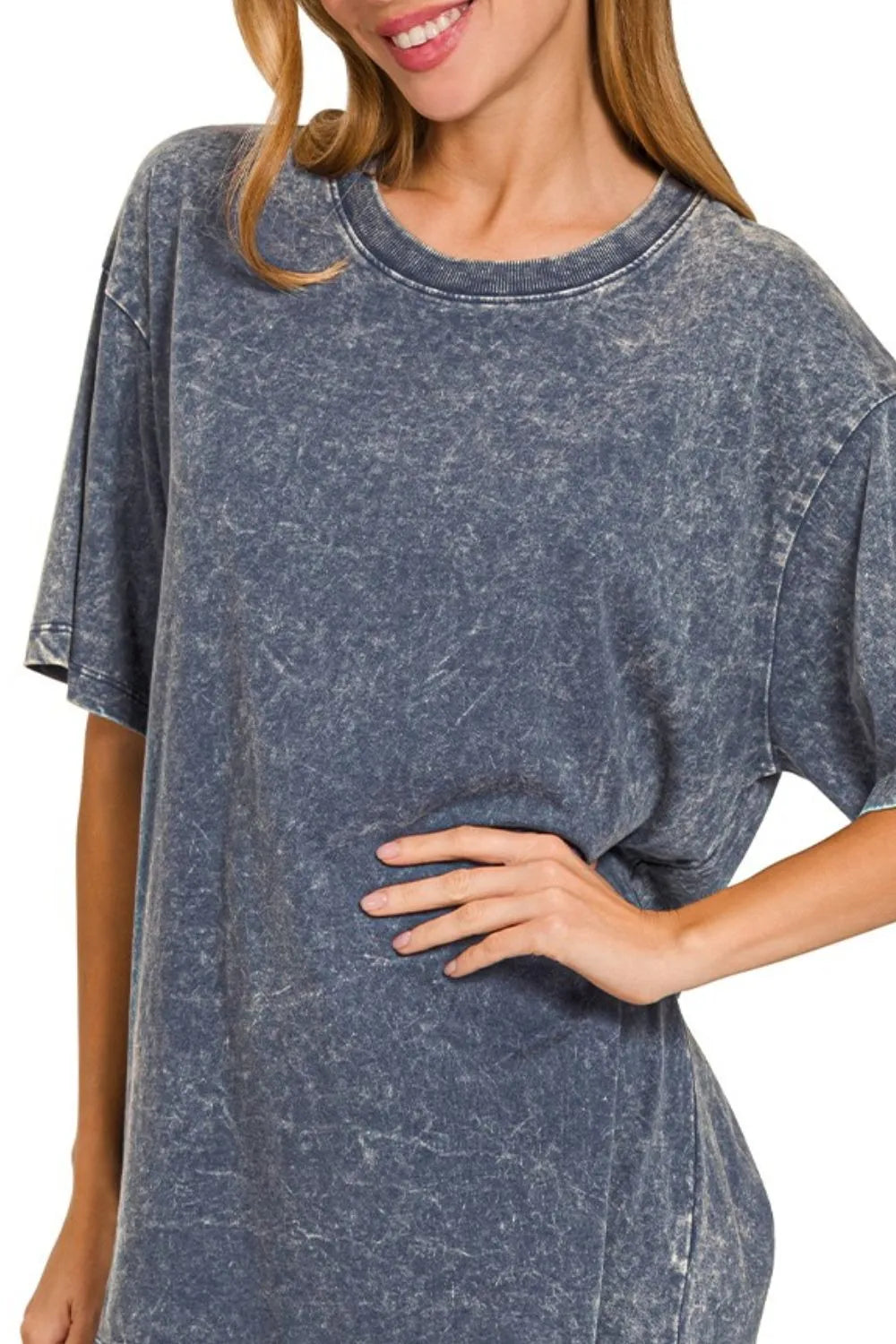 Zenana Black Berry Washed Relaxed Short Sleeve Top