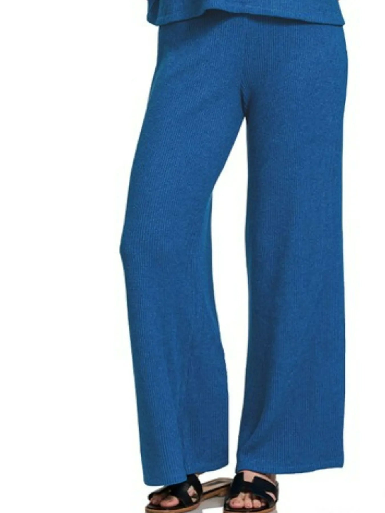 Zenana Classic Blue Sweater Boxy Top & Long Pants Set