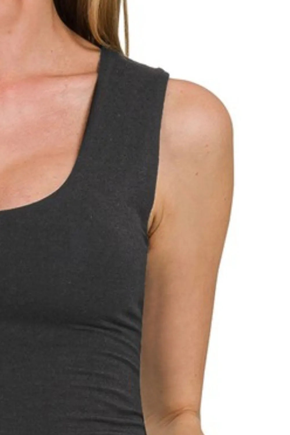 Zenana Black Double Layered Cropped Tank Top