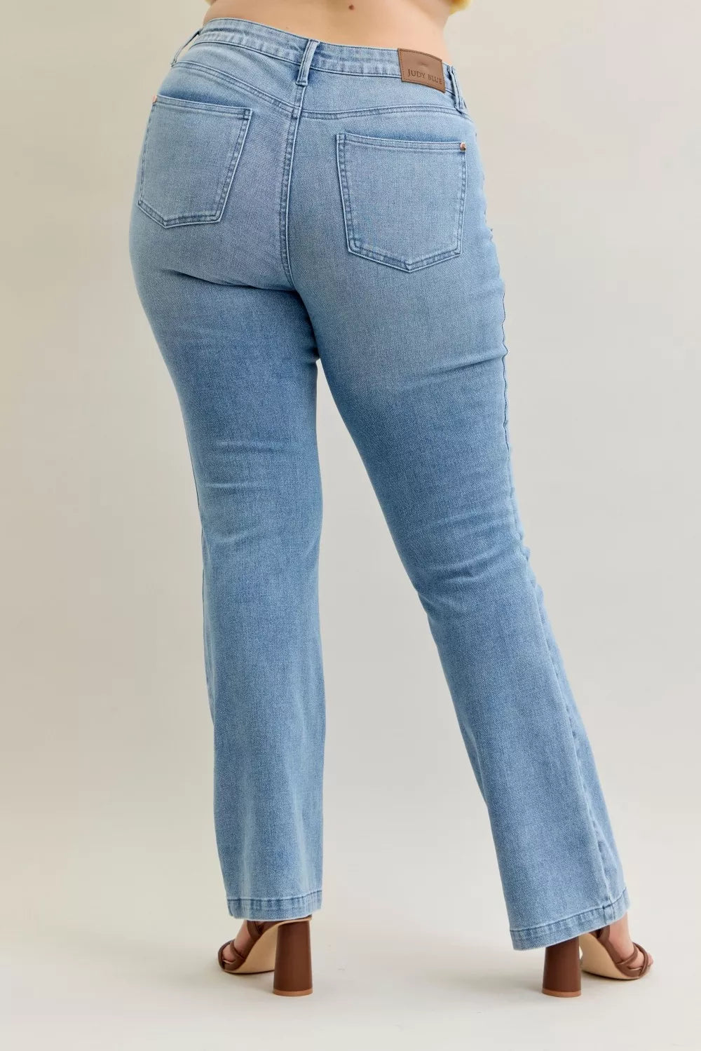 Judy Blue Medium Washed Mid Rise Bootcut Jeans with Contrast Wash & Front Patch Pockets