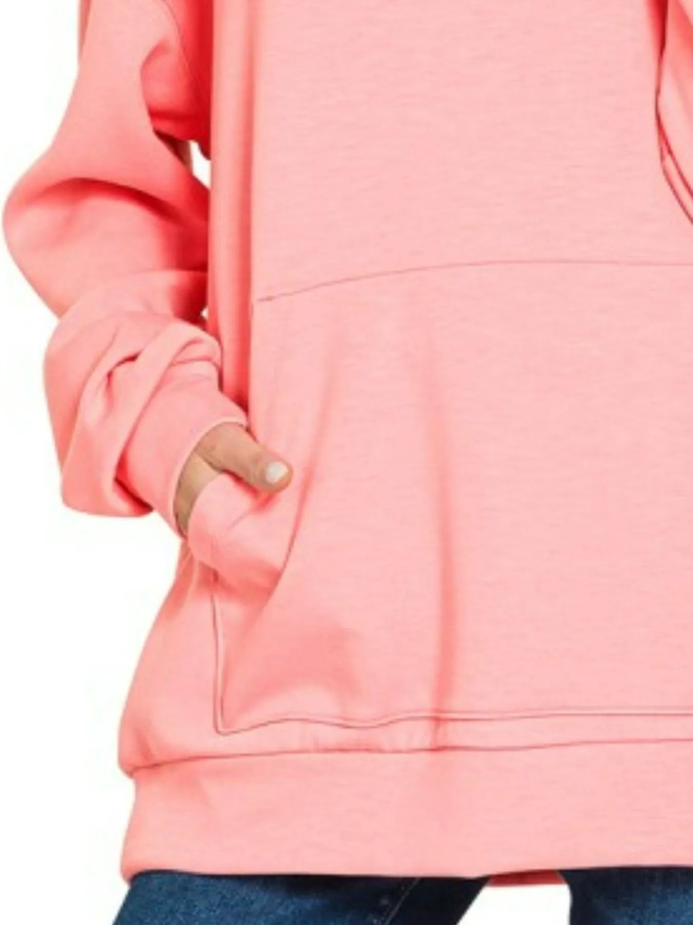 Zenana Dark Pink Oversized Scuba Hoodie with Kangaroo Pocket