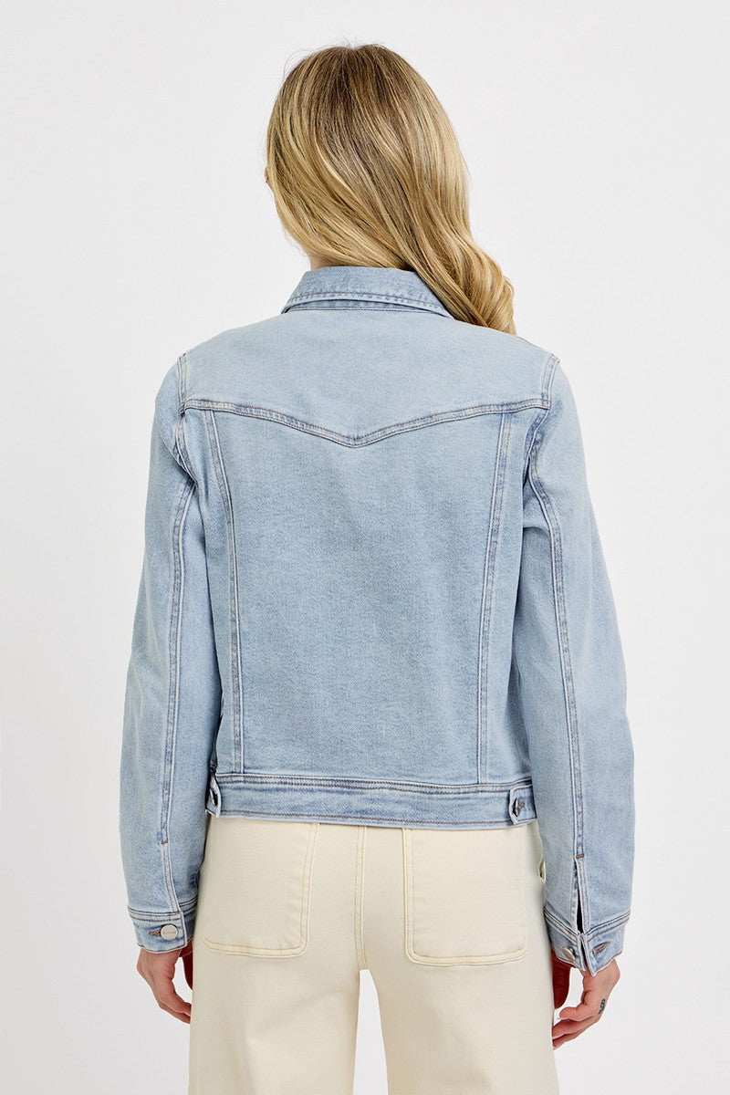 RISEN Light Wash Button-Down Classic Denim Jacket
