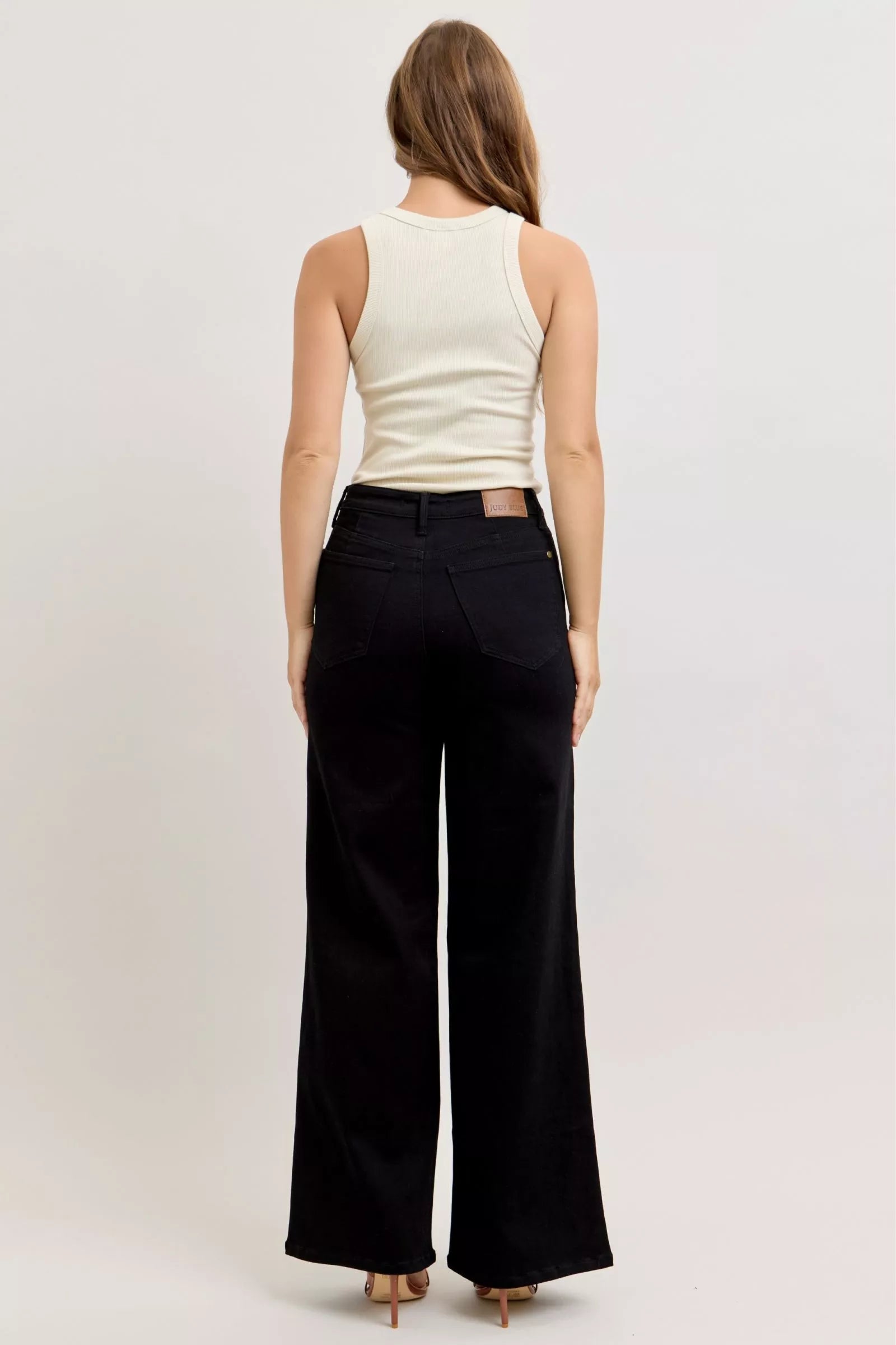 Judy Black Blue High-Waisted Wide Leg Jeans