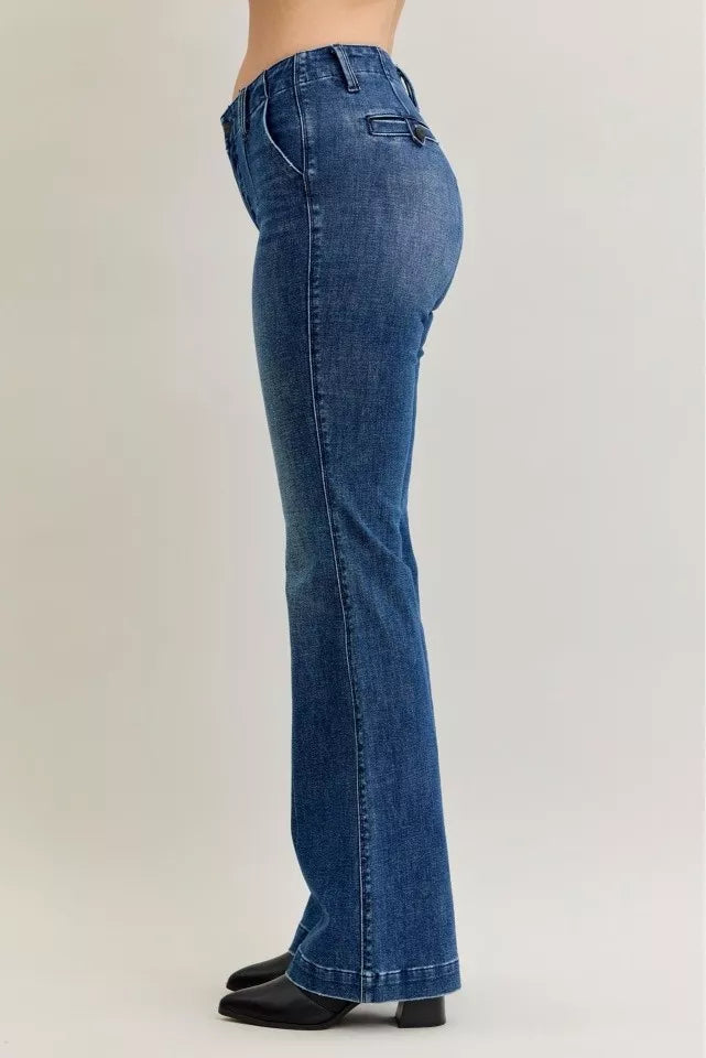 Judy Blue Dark Wash Mid Rise Bootcut Jeans with Welt Pockets