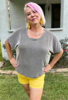 Zenana Black Ribbed Oversized Top