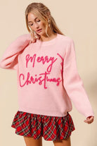 SO ME Pink Merry Christmas Tinsel Lettering Sweater
