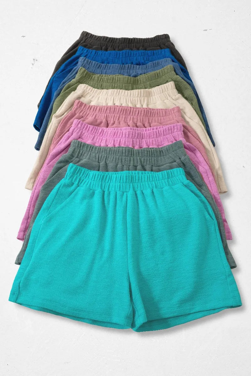 Zenana Light Olive Cotton Slub Shorts