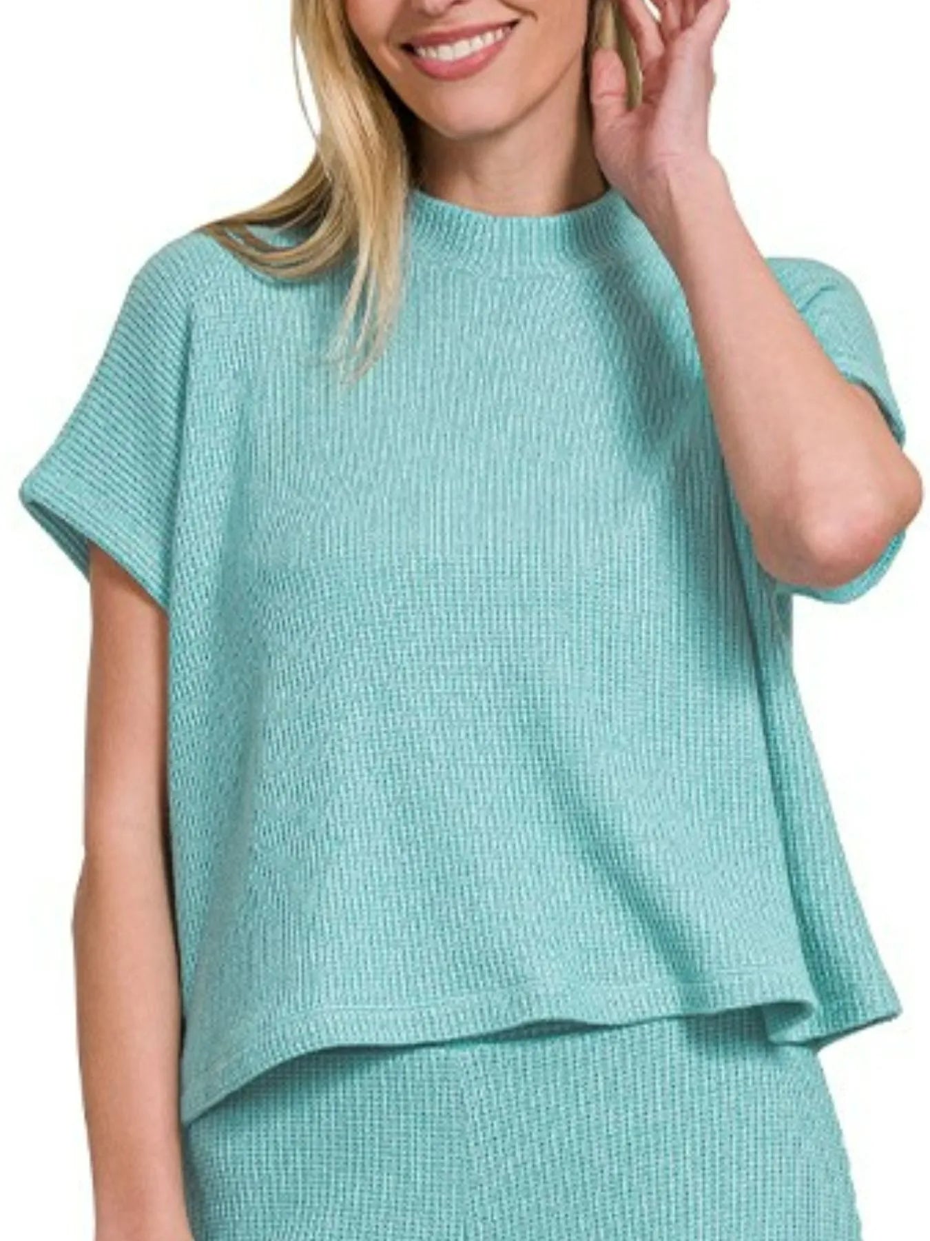 Zenana Dusty Teal Sweater Boxy Top & Long Pants Set
