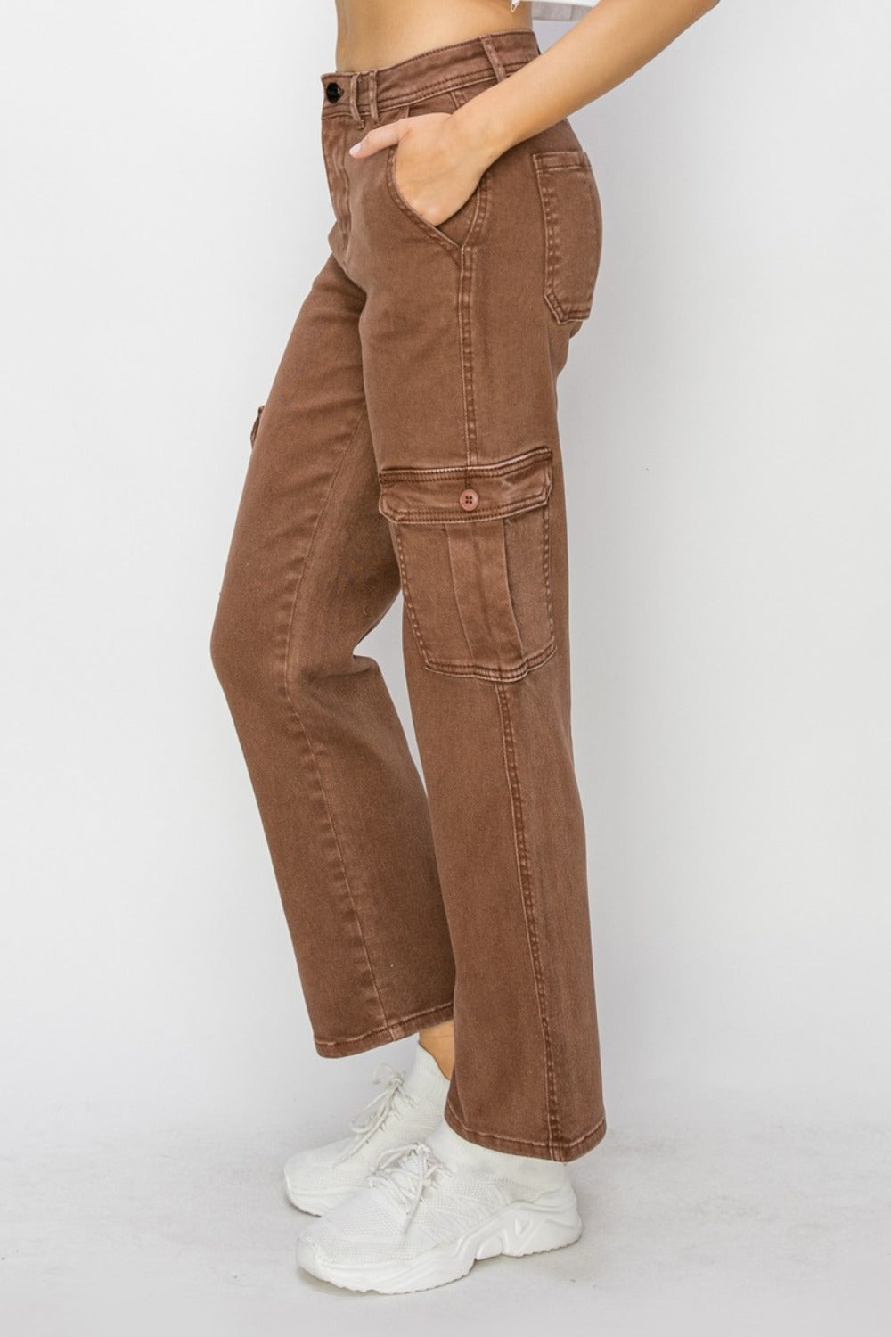 Risen Espresso High Rise Cargo Jeans Jeans