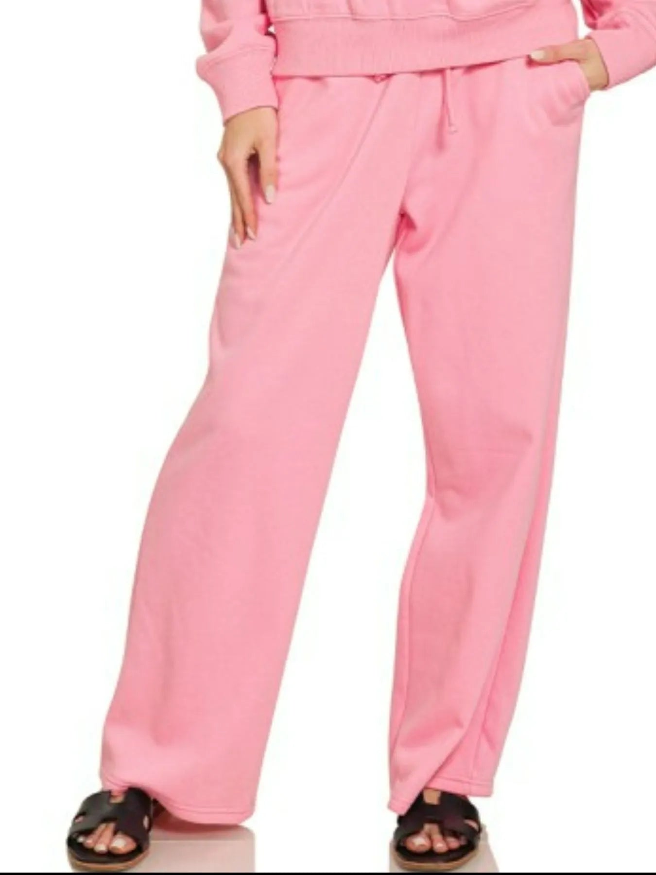 Zenana Dark Pink Fleece Long Sleeve Top and Sweatpants Set