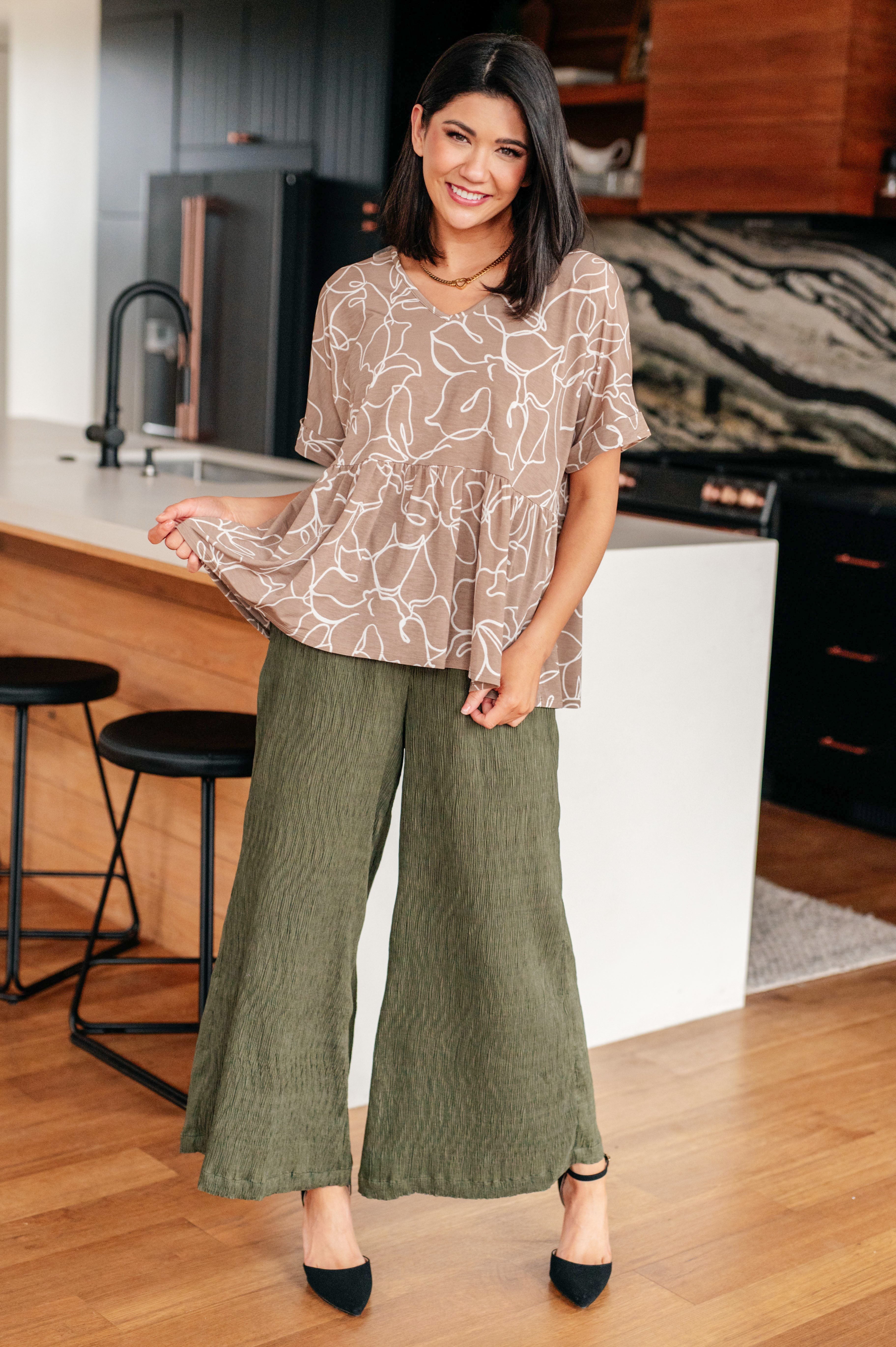 Mittoshop Mocha Petals V-Neck Top Tops