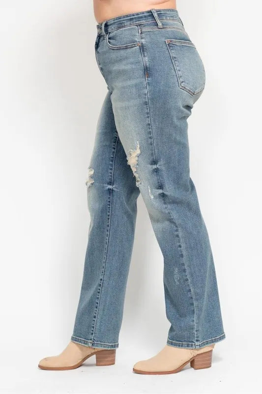 Judy Blue High Waist Distressed Dad Jeans