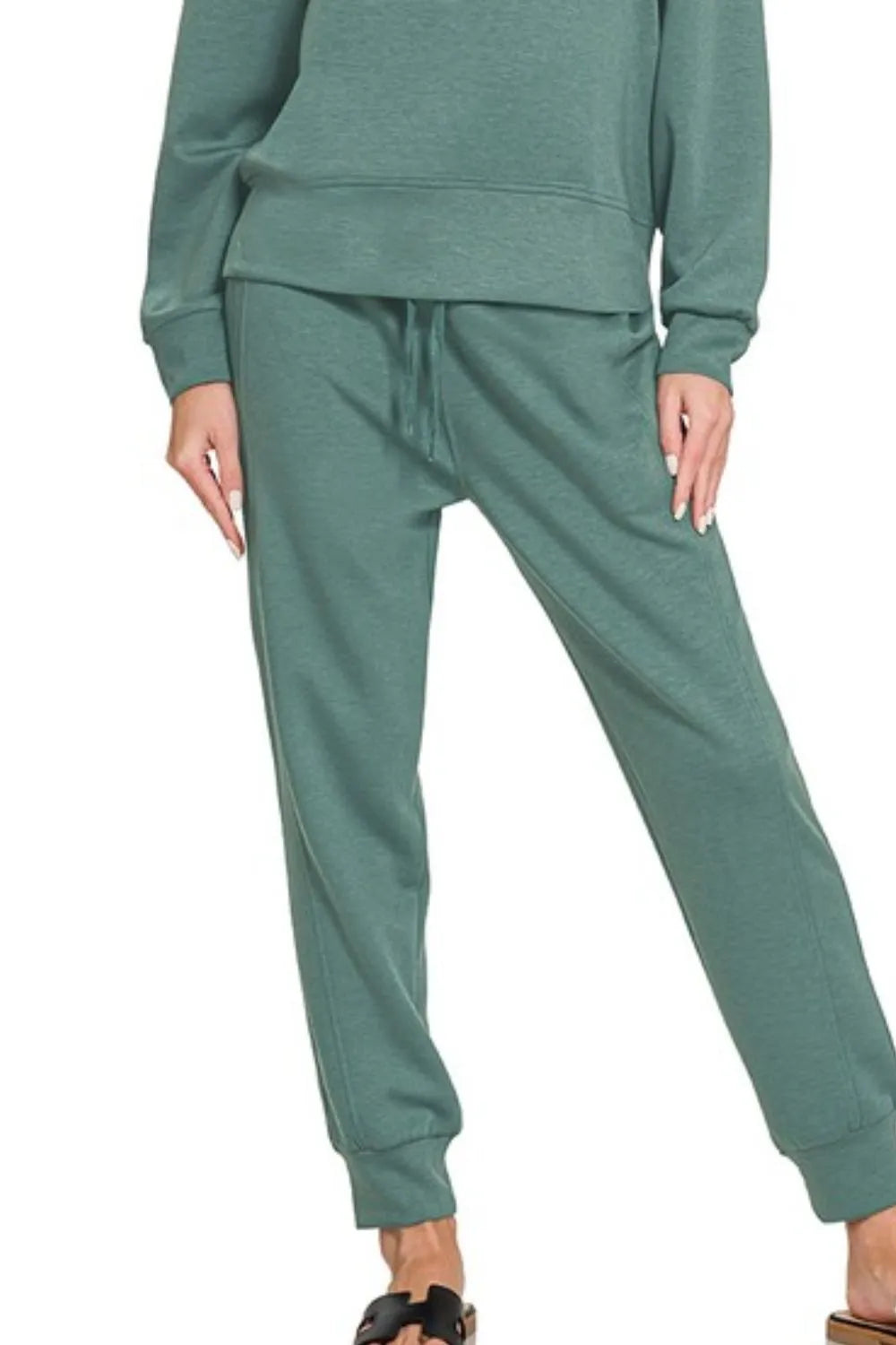 Zenana Ash Jade Scuba Crewneck Pullover & Joggers 2 Pieces Set