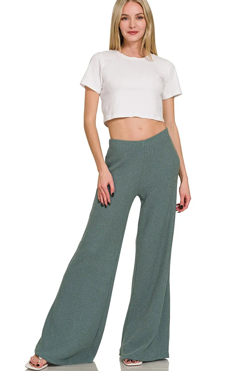 Zenana Ash Jade Mock Neck Sweater Top and Pants Sweater Set