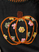SO ME Pumpkin Floral Embroidered Thanksgiving Sweater