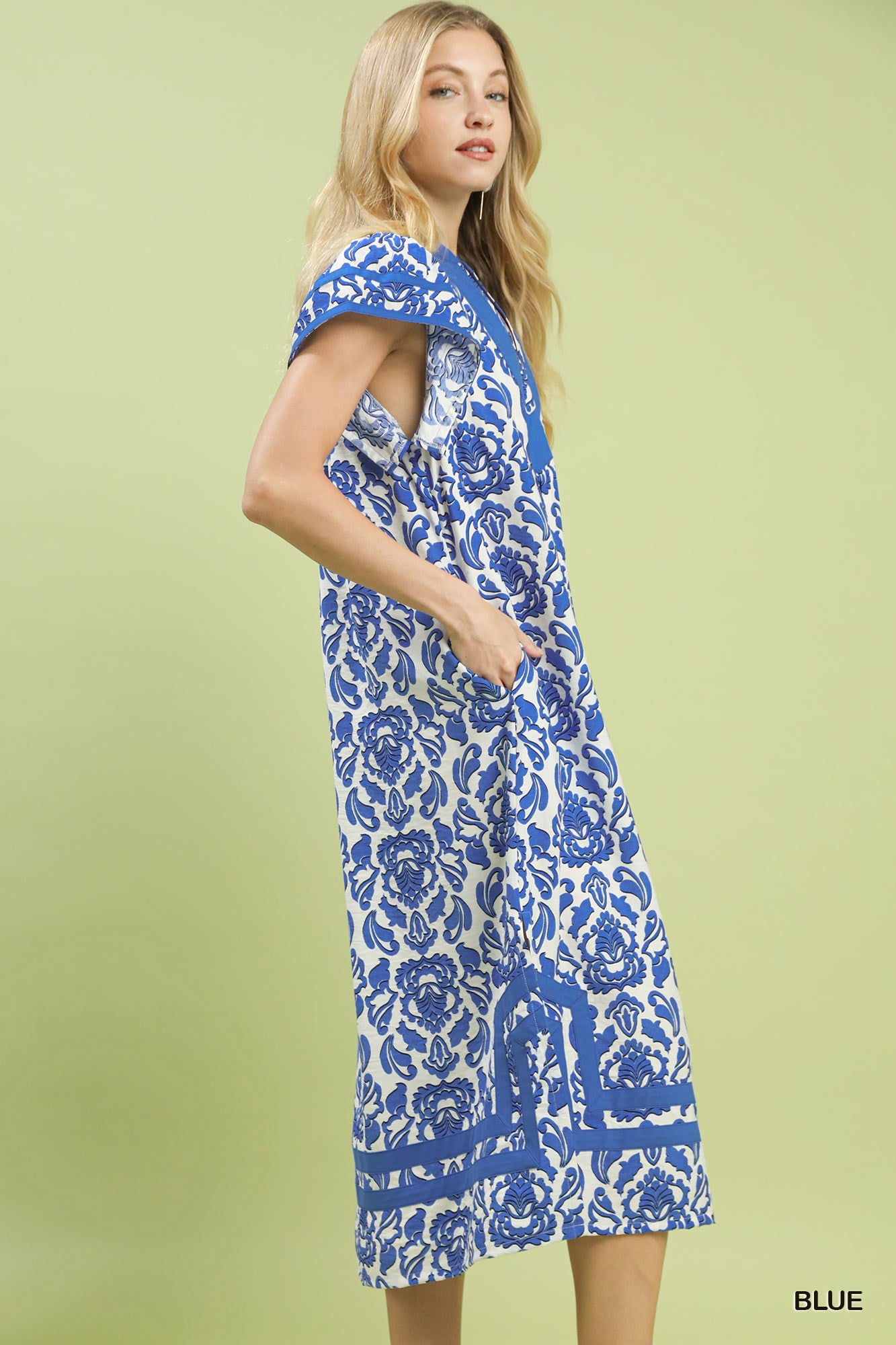 Umgee Abstract Two Tone Print Midi Dress