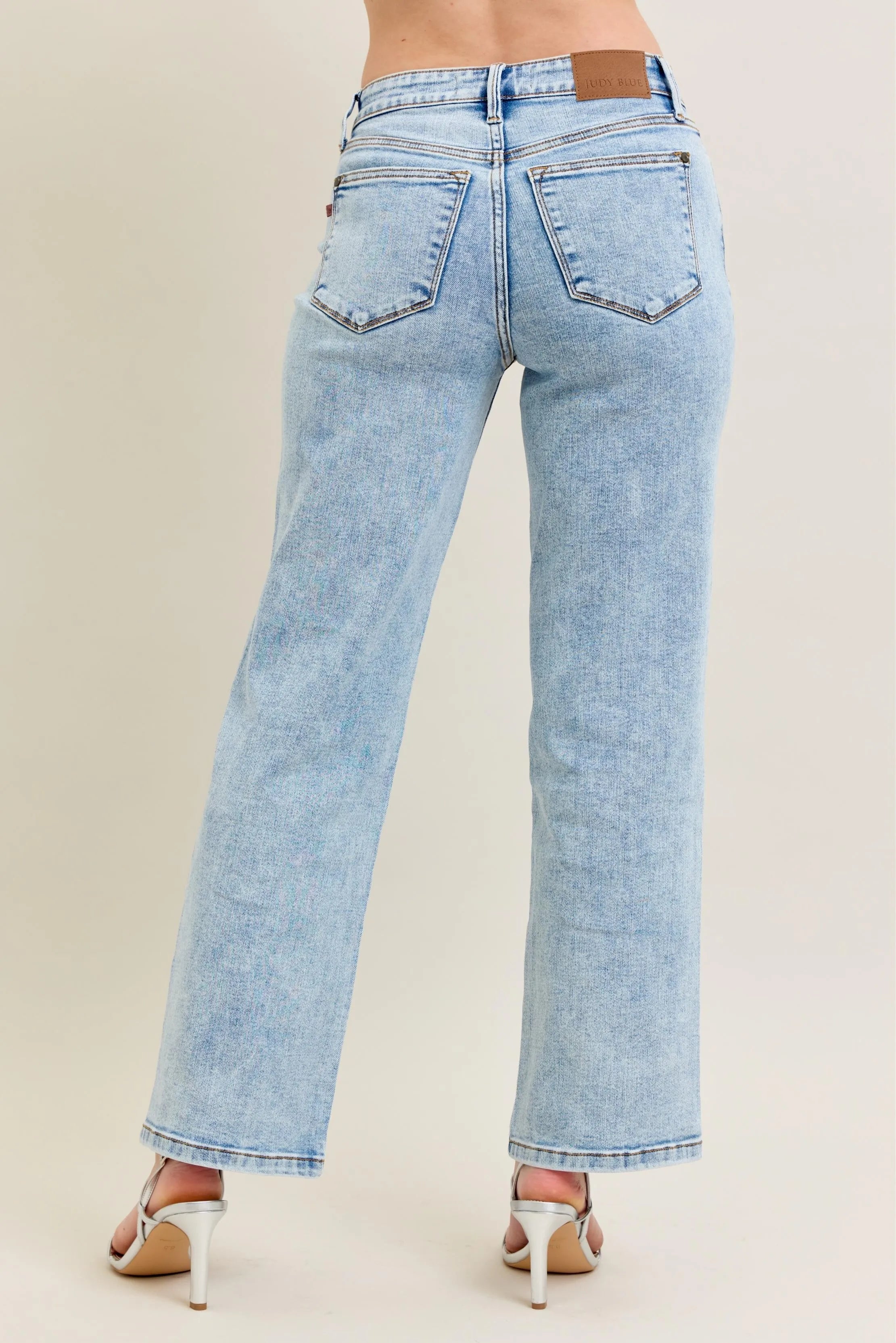 Judy Blue Light Stone Washed High Waist Stone Wash Straight Jeans